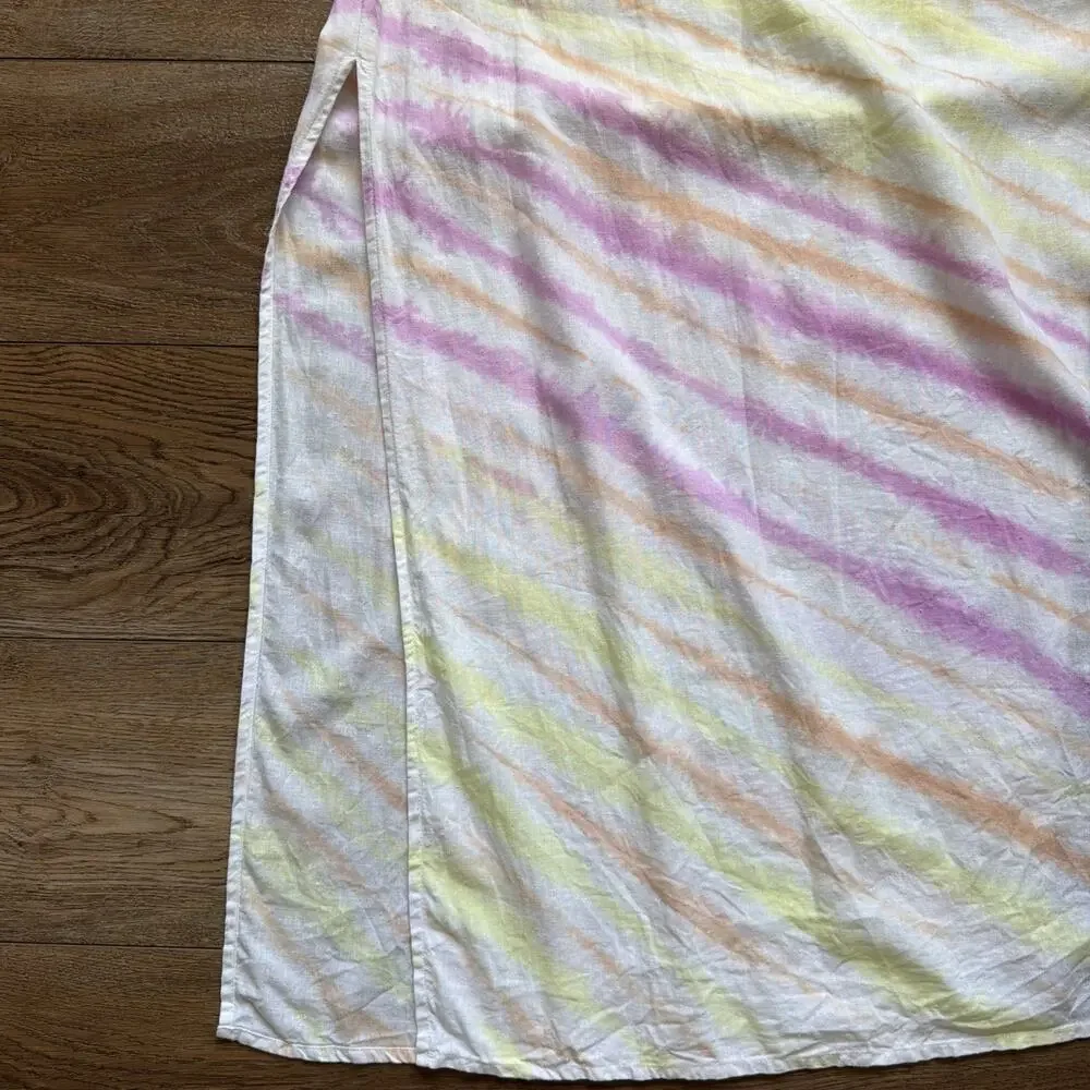 Young Fabulous & Broke Tie Dye Linen Blend Maxi Dress Size Small Side Cut Outs